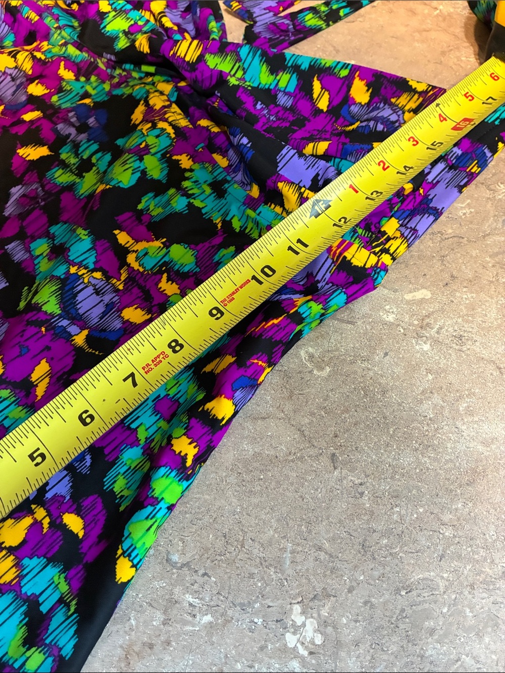 Allen B Vibrant Floral Tankini Set in Purple, Teal & Yellow Top- 12 Bottom- 10 - Picture 14 of 14